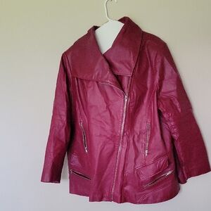 Women's Burgundy Leather Jacket